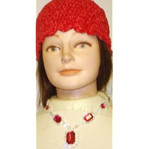 Genuine Gold and Silver Plated Small Rubies Short Chain Necklace Earrings