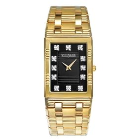 Wittnauer 11D17 Rectangular Negroid Dial Mens Watch With 12 Diamonds