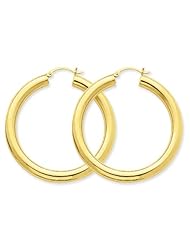 14k Yellow Gold Polished 5mm Tube Hoop Earrings. Gold Wt- 8.06g. 45mm Diameter.