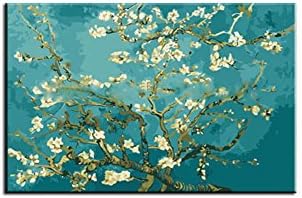 Haokuo DIY Oil Painting Paint By Number Spring Flowers Canvas Painting without frame