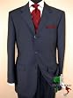 Gino Valentino Made in Italy Mens Suit 3 Button Canvas Front Jacket Flat Front Pants Business Suit Australian Merino Wool / Silk 150s Navy Blue