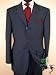 Gino Valentino Made in Italy Mens Suit 3 Button Canvas Front Jacket Flat Front Pants Business Suit Australian Merino Wool / Silk 150s Navy Blue