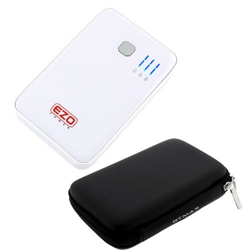 EZOPower White 2-port Ultra High-capacity Portable External Rechargable Backup Battey Pack -8000mah (2a) + Black GPS 4.3 Eva Case for Iphone, Ipod, Ipad, Mp3 Players, Tablet, Gps, Mobile Phone, Android Phone, Cell Phone, Blackberry, Htc, Samsung, Nokia, Lg, Sony Ericsson, Pantch, Hwawei, Motorola, Sony Psp, Nintendo and More