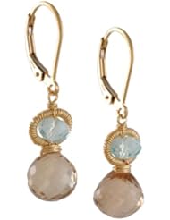 DANA KELLIN - Double Aqua Quartz and Champagne Citrine Drop Earrings