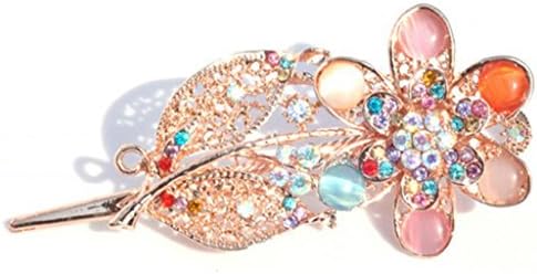 LUNA Womens Rhinestone Flower Camellia Butterfly Hair Clips Hair Pins 4.3" Multicolor