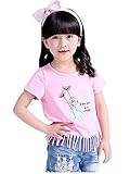 【TPGROWIN】 子供服 ベビー ガールズ トップス シャツ ブラウス プリント フリンジ 半袖 キッズ 女の子 かわいい 入園式 入学式 綿 春 夏 (130, ピンク)