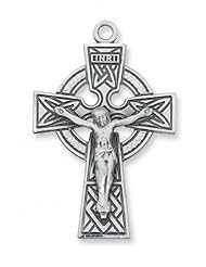 1-1/2" Solid .925 Sterling Silver Celtic Irish Crucifix Cross Cross Comes With 24" Chain In Gift Box Patron St. Saint Medal Pendant Necklace Gift New Jewelry Charm Irish Celtic Claddagh Medal Pendant Necklace