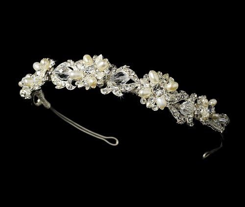 Crystals &amp; Freshwater Pearl Bridal Wedding Bridal Headband