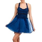 Navy Blue Lace & TulleBaby Doll Backless Dress Size Small