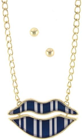 VICTORIA KORS BIG LIPS PENDANT NECKLACE (Blue)