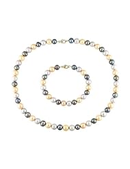 14k Yellow-Gold 7-8 MM Multi Colored Freshwater Cultured Pearl Strand, 18"