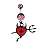 Black Anodized Stainless Steel Belly Ring - Pink CZ - Heart with Devil Horns, Tail, and Pitchfork - 14g