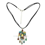 Ethnic Multi Color Beads Drop Necklace
