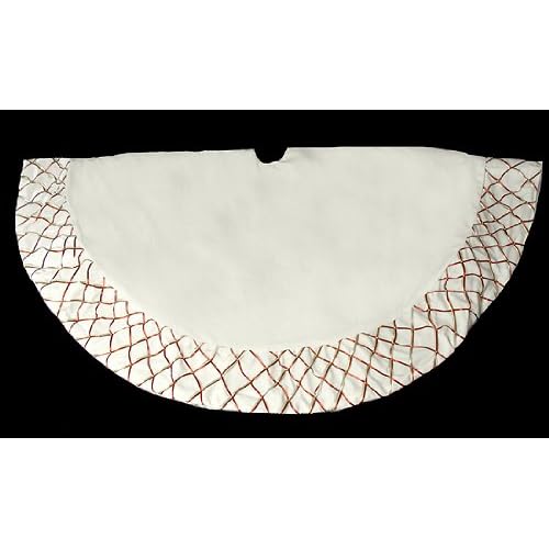 white-burgundy-gold christmas tree skirt