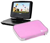 Pink Durable Neoprene Mobile DVD Player Case With Dual Zip For Coby TFDVD1029, By DURAGADGET