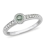 10k White Gold 1/7 CT TGW Green Sapphire 1/10 CT TDW Diamond Fashion Ring (G-H, I2-I3)