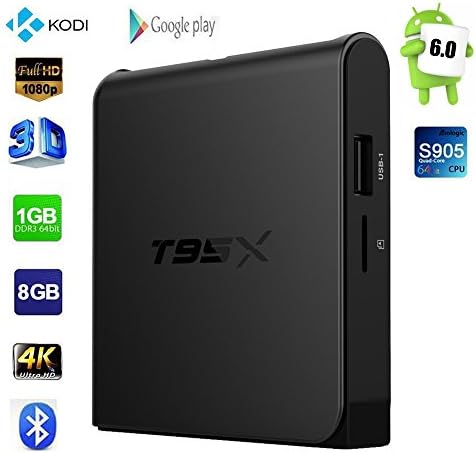 Epteam Android 6.0 TV Box T95X S905 Quad core [1GB/8GB/4K] Kodi 16.1 Full Loaded H.265 64bit Streaming Media Player