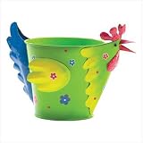 Decorative Metal Chicken Pail and Chicken Pitcher