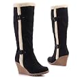 Damen Schuhe, STIEFEL, BOOTS MIT KUNST FELL UND KEILABSATZ, 6679, Synthetik in hochwertiger Leder Optik