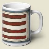 Coffee Mug ~ Folk Art Flag ~ large 14 oz capacity ~ one ceramic mug ~ code 787