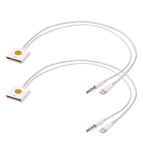 Lightning to 30-Pin Adapter with Audio Cable Cord for iPhone 6/ 6 Plus / 5 / 5S / 5C, iPad Air, iPad mini , iPad 3 4, iPod Nano (7th gen), and iPod Touch (5th gen) (white+white)