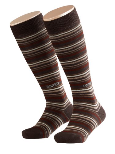Esprit Fine Stripe KH 18343 Unisex - Kinder Kniestr&uuml;mpfe, Gr. 27/30, Braun (dark brown 523 Preisvergleich