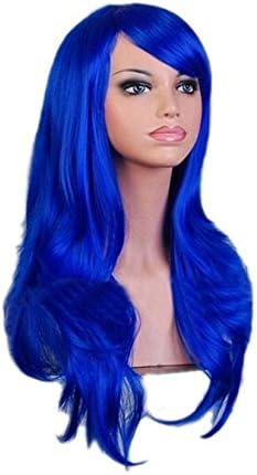 Urmy Women's Curly Cospaly Wig With Free Wig Cap and Comb Party Costume Wig Blue
