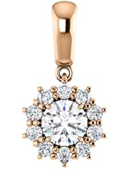 10K Rose Gold Round Cut Diamond Pendant -- LIFETIME WARRANTY