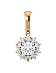 18K Rose Gold Round Cut Diamond Pendant -- LIFETIME WARRANTY
