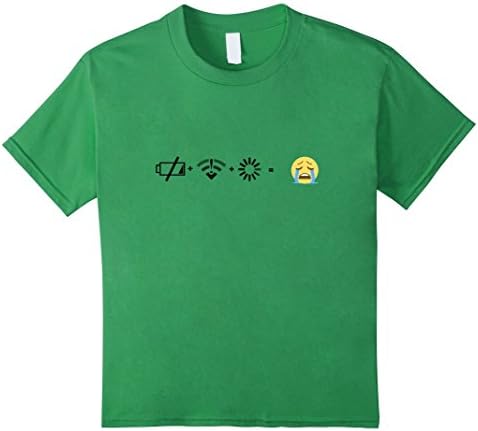 Kids NO Wifi Power Loading EMOJI Reaction Tee Cute and Stylish 10 Grass