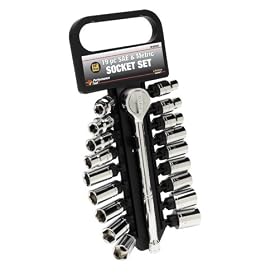 Performance Tool W38301 19 Piece 3 8 Drive SAE and Metric 6 Point Socket Set with Ratchet by Performance Tool