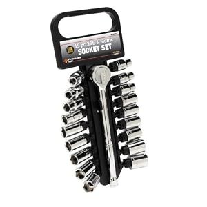 Performance Tool W38301 19 Piece 3 8 Drive SAE and Metric 6 Point Socket Set with Ratchet by 