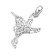 Sterling Silver Pendant - Humming Bird - Clear Cubic Zerconia - 16mm Height