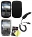 Black Silicone Case / Skin / Cover, LCD Screen Guard / Protector & Car Charger for BlackBerry Curve 3G 9300