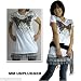 MM Unplugged Miss Me Women's T-Shirt V-Neck Skull Butterfly Print & Stone Work in White