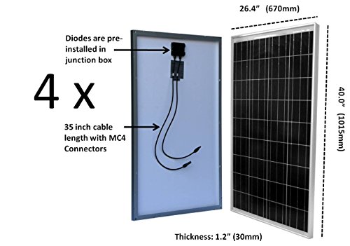 Windynation 400 Watt Solar Kit 4pcs 100 Watt Solar Panels 30a P30l