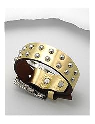 Gold Leather Bracelet In White Base