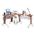TECHNI MOBILI L-Shape Corner Wood,Metal Computer Workstation in Mahogany