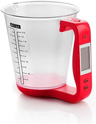 Vitopeak Digital Measuring Cup Scale High Accuracy Fast Reading with LCD Backlit - 0.1g to 1kg(oz/ml/g/lb) for Milk Water Fluid Oil (Red)