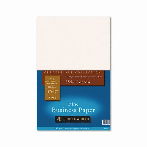 Southworth Credentials Fine Business Paper - 24# - 11 x 17 Inches - Ivory - 100 Sheets per Pack (P404IH) Southworth Credentials Fine Business Paper - 24# - 11 x 17 Inches - Ivory - 100 Sheets per Pack (P404IH)