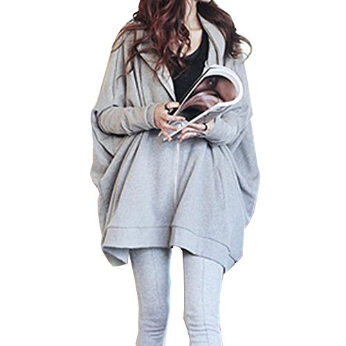 (マーシェル) Marshel マタニティ 長袖 ゆったり パーカー フード マタニティー服 グレー L