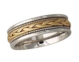Two Toned Hand Woven Comfort Fit Wedding Band 14k Gold