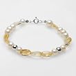 Bracelet With 1.40ctw Precious Stones - Genuine Citrines and 5.0 - 6.0mm Freshwater Pearls 925 Sterling silver. Total item weight 6.0g Length 6.5in
