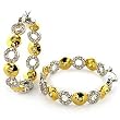 Two-Tone Plated Brass with Apple Yellow Cubic Zirconia Earrings, Weight: 21.60gm