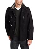 IMAGE OF Michael Kors Men's Pierce Wool Blend Multi Pocket Hipster With Detachable Faux Fur Top Collar, Black, Medium