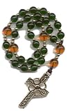 Anglican Prayer Beads, Rosary - Emerald & Amber w/Gold-filled Spacers