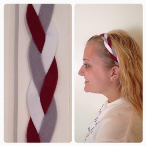 Fabulicious Crimson Gray White Braided Headband© - NON SLIP Sports Headband