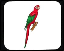 Decorated Mouse Pad with green, exotic, parrot, red, bird, tropical