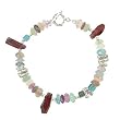 Red Garnet, Yellow Pink and Blue Fluorite, and Swarovski Austrian Crystal Gemstone Beaded Toggle Bracelet with Hill Tribe Sterling Silver Accent Beads, 7 1/2" Length, #8046