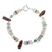 Red Garnet, Yellow Pink and Blue Fluorite, and Swarovski Austrian Crystal Gemstone Beaded Toggle Bracelet with Hill Tribe Sterling Silver Accent Beads, 7 1/2" Length, #8046